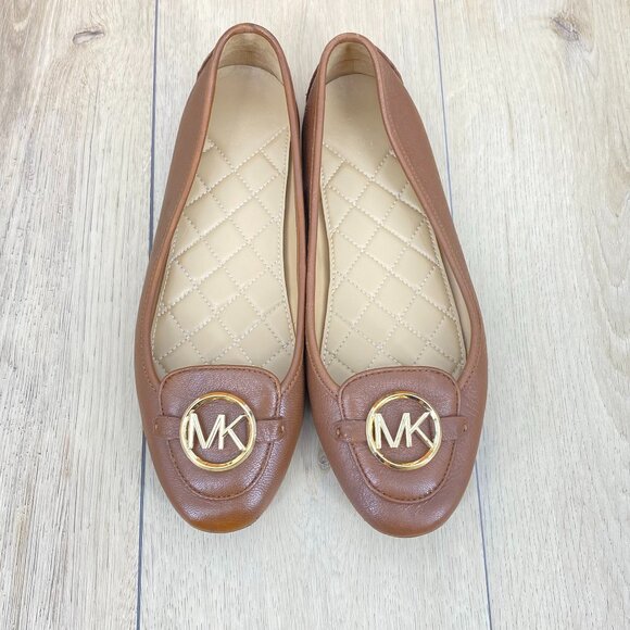 Michael Kors Leather Lillie Moc Flat Tan Loafers S 9.5 - Picture 1 of 14